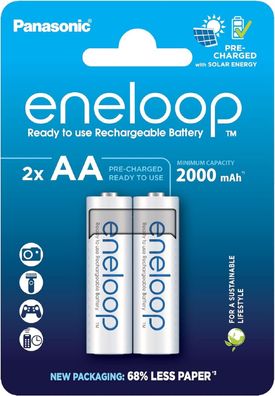 eneloop – AA Akkus Wiederaufladbare Batterien 1.2 V NiMH, 2000 mAh, vorgeladen,