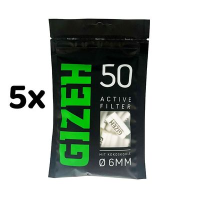 Gizeh Active Filter 6mm Aktivkohle mit Kokoskohle 5x 50 Stück