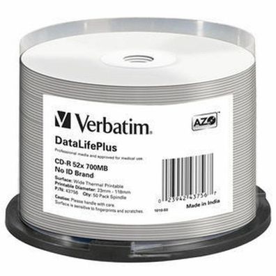 1x50 Verbatim CD-R 80 / 700MB 52x white wide thermal printable