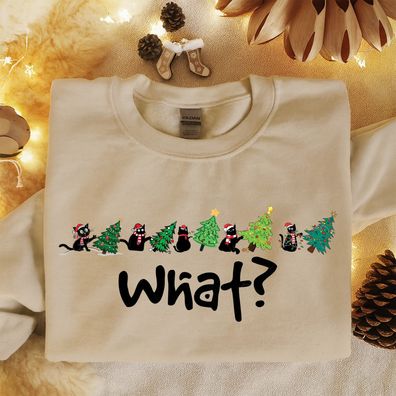 What Shirt, Lustiges Weihnachtskatzen T-shirt, Weihnachtsbaum Katze Sweatshirt, Humor