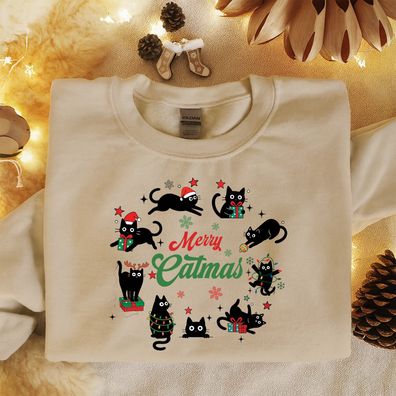 Merry Catmas Shirt, Lustiges Katzen Weihnachts T-shirt, Katze Humor Sweatshirt, Gesch
