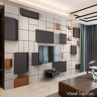 Vlies Fototapete Wandtapete Wandbilder 3D Moderne Würfelziegelwand 2205