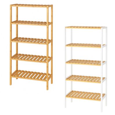 belviona Bambusregal mit 5 verstellbaren Ablageflächen, 60x26x130 cm, verschiedene