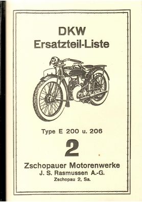 DKW Ersatzteilliste 2 - Type E 200 und E 206, Motorrad, Zweirad, Oldtimer, Klassiker