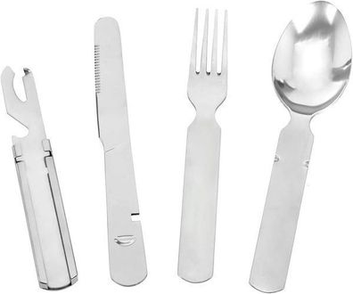 Bundeswehr Besteck 4-teilig Aufbewahrung-Box Messer Gabel Löffel Flaschenöffner