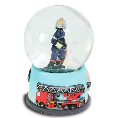 Schneekugel Feuerwehr Mann und Feuerwehrautos 6,5cm