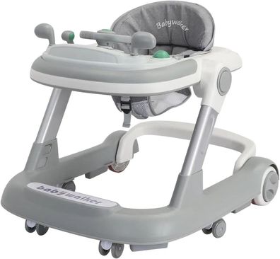 2-in-1 Baby Walker with Removable Feeding & Music Tray - Foldable