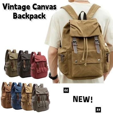 Vintage Canvas Backpack - Large Capacity Hiking Travel Bag for Men & Women