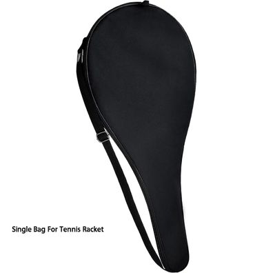 Black Tennis Bag - Single Racket Cover, Waterproof, One Shoulder