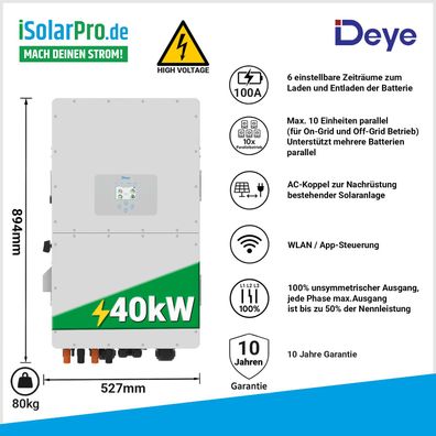 40kW Hybrid-Wechselrichter Deye SUN-40K-SG01HP3-EU-BM2
