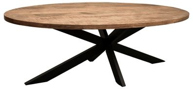 Massivholztisch Avola - oval 180 x 90 cm - Mangoholz - Gestell Kreuz-Form