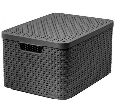 Curver Style Aufbewahrungskorb L mit Deckel Dunkelgrau