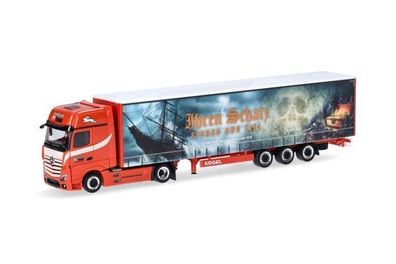 Herpa 317450 | MB Actros L Gigaspace Lowlinergardinenplanen-Sattelzug | Haas