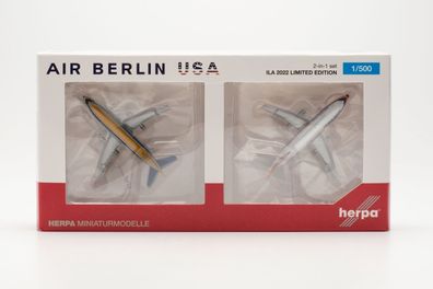 Herpa Wings 536141 - AirBerlin USA Boeing 737-200 2-in-1 Set ILA 2022. 1:500