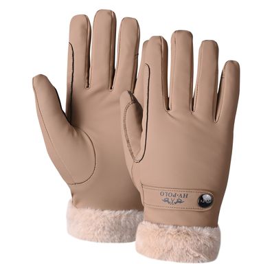HV POLO Winter Handschuhe HVPGarnet Straw beige mit Kunstfell