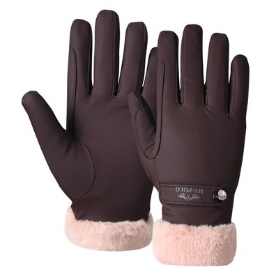 HV POLO Winter Handschuhe HVPGarnet Wood dunkelbraun mit Kunstfell