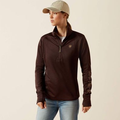 ARIAT Damen Team EQ 1/2 Zip Pullover java dunkelbraun