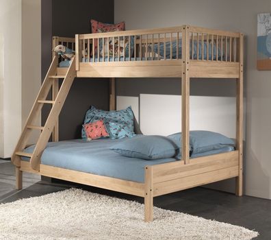 Etagenbett Familienbett 90x200 u.140x200 Elternbett Hochbett Eiche massiv geölt
