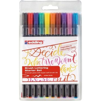 Brushpen Lettering Start 10er Etui Edding Tangle Set Ass