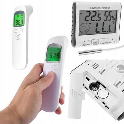 Rosfix Set Infrarot-Thermometer + Wetterstation | LCD, Sensor, 32–42?°C