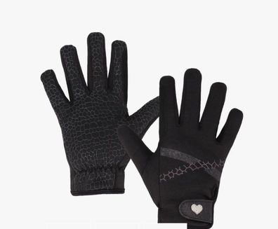 QHP Kinder Reithandschuhe Lize Black/Violet