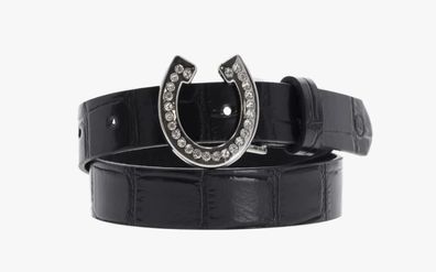 QHP Kinder Gürtel Lize black mit silbernem Hufeisen