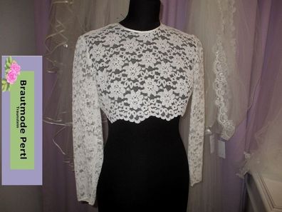 Vintage Braut Bolero, Gr. 36, Spitze, Ärmel, Einzelstück