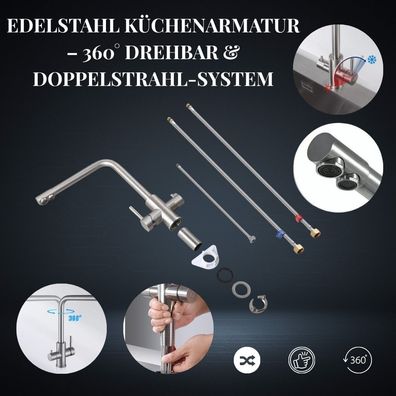 Dreifach-Wasserfilterarmatur für Trinkwasser, Multifunktions-Spültischarmatur