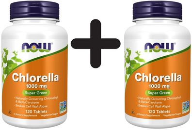 2 x NOW Foods Chlorella, 1000mg - 120 tablets