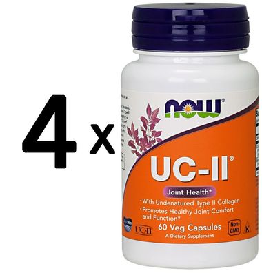 4 x NOW Foods UC-II Undenatured Type II Collagen - 60 vcaps