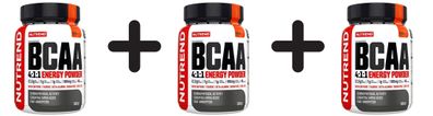 3 x Nutrend BCAA 4:1:1 Energy Powder, Orange - 500g