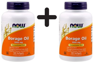 2 x NOW Foods Borage Oil, 1000mg - 120 softgels
