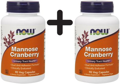 2 x NOW Foods Mannose Cranberry - 90 vcaps