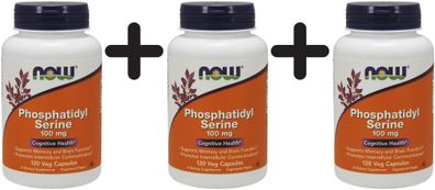 3 x NOW Foods Phosphatidyl Serine, 100mg - 120 vcaps