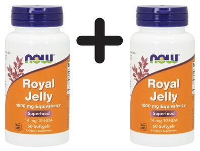 2 x NOW Foods Royal Jelly, 1000mg Equivalency - 60 softgels