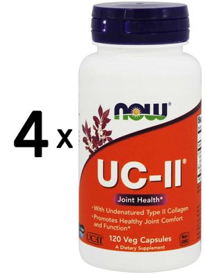 4 x NOW Foods UC-II Undenatured Type II Collagen - 120 vcaps
