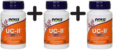 3 x NOW Foods UC-II Undenatured Type II Collagen - 60 vcaps