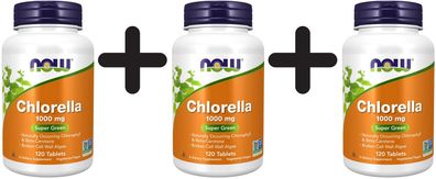 3 x NOW Foods Chlorella, 1000mg - 120 tablets