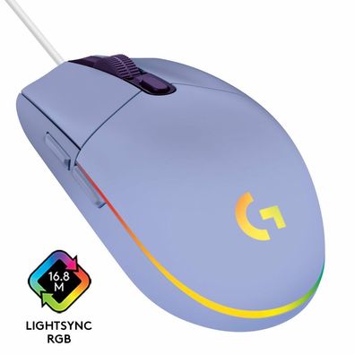 Logitech Gaming Mouse G203 Lightsync USB Lilac (910-005853) (910005853)