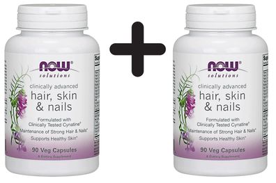 2 x NOW Foods Hair, Skin & Nails, Solutions - 90 caps