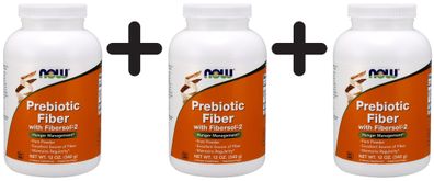 3 x NOW Foods Prebiotic Fiber with Fibersol-2 - 340g