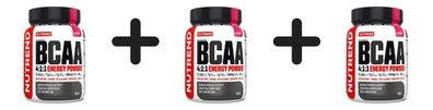 3 x Nutrend BCAA 4:1:1 Energy Powder, Raspberry - 500g