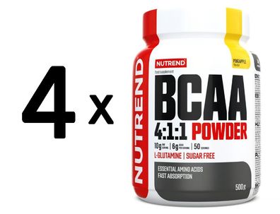 4 x Nutrend BCAA 4:1:1 Powder, Pineapple - 500g