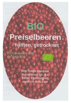 250 g BIO Preiselbeeren / Cranberries, Hälften, getrocknet