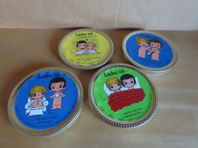 Blechdose flach mit -Liebe Ist..-Motiv von Frankonia Schokoladenwerk ca.11,5cm Ø/4St