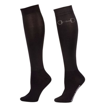 Harrys Horse Reitersocken Kniestrümpfe Bit schwarz mit silber