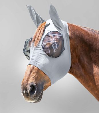 Waldhausen Fliegenmaske Puck silbergrau Fliegen Haube mit Reißverschluss