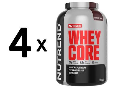 4 x Nutrend Whey Core, Chocolate + Cocoa - 1800g
