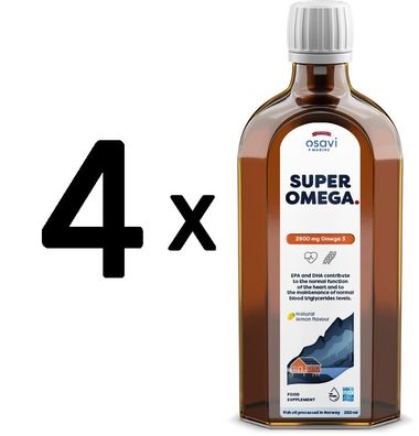 4 x Osavi Super Omega, 2900mg Omega 3 (Lemon) - 250 ml