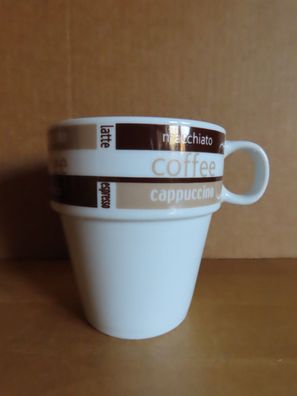 Latte Espresso Coffee capuccino Tasse Becher Keramik weißbraun beige Pegasus